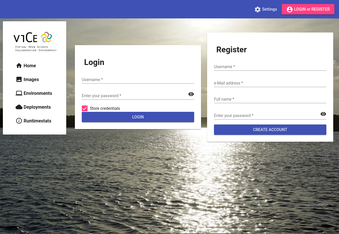 ViCE Registry WebUI Login
Register